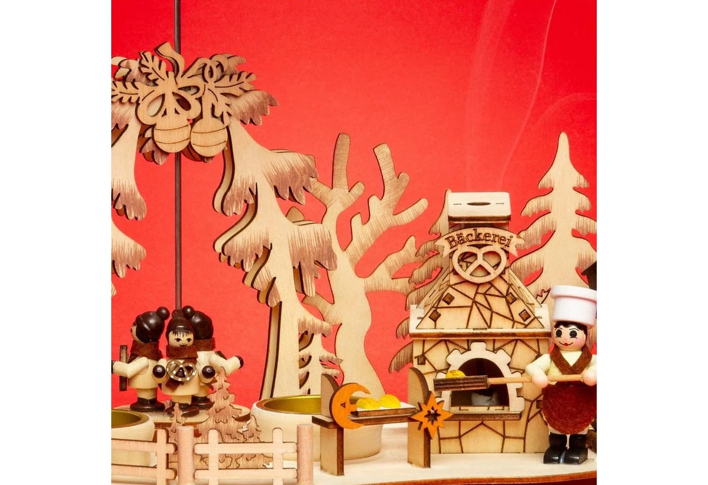 SIKORA Weihnachtspyramide 2-in-1 Räucherfigur Backstube Backofen Pyramide Deko - Bild 3