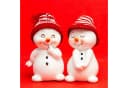 SIKORA Schneemann Figur 2er Set mit Strickmützen Bild 1