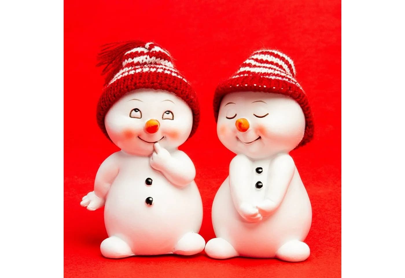 SIKORA Schneemann Figur 2er Set mit Strickmützen