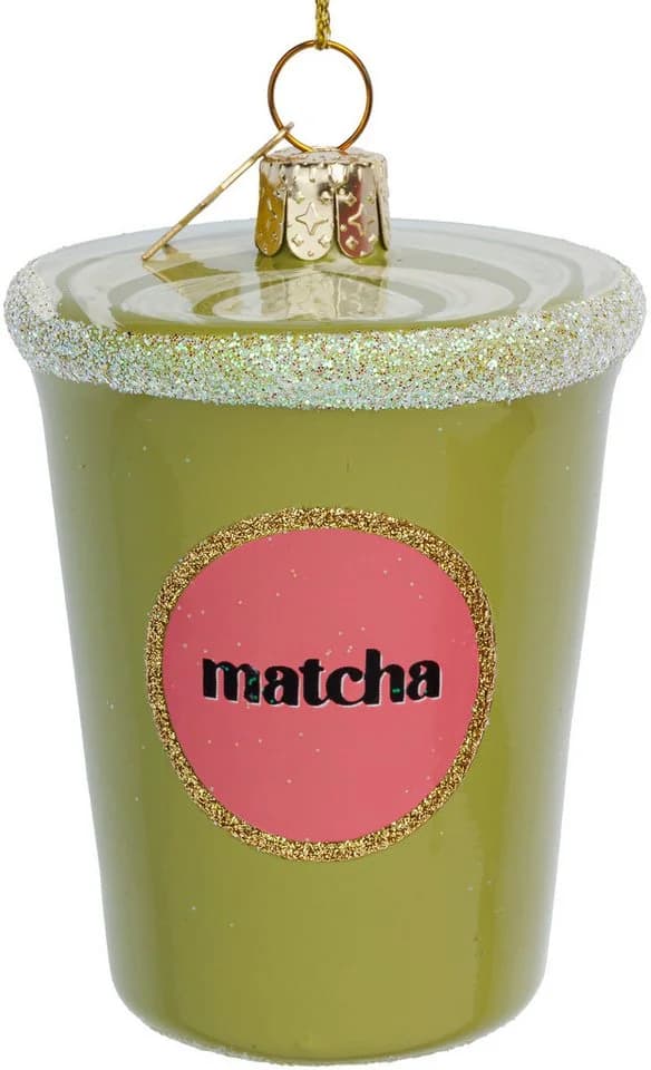 SIKORA Christbaumschmuck Matcha Tee Latte besondere Weihnachtskugel Glas Anhänger – BS678 - Bild 2