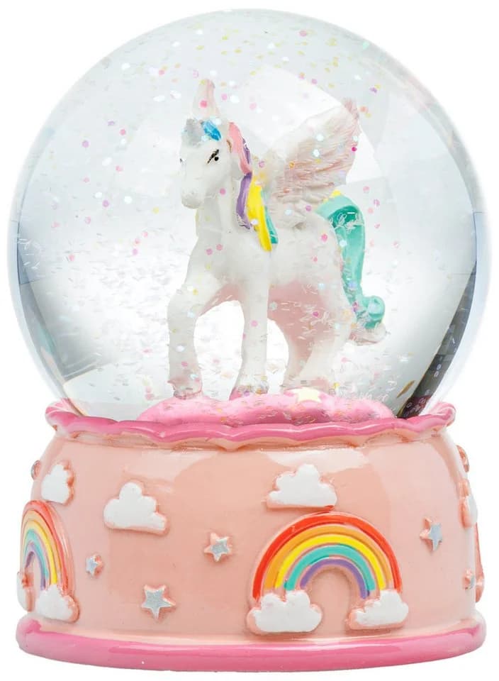 SIKORA Schneekugel SK45 Mittelgroße Glas Schneekugel Einhorn Regenbogenfarben