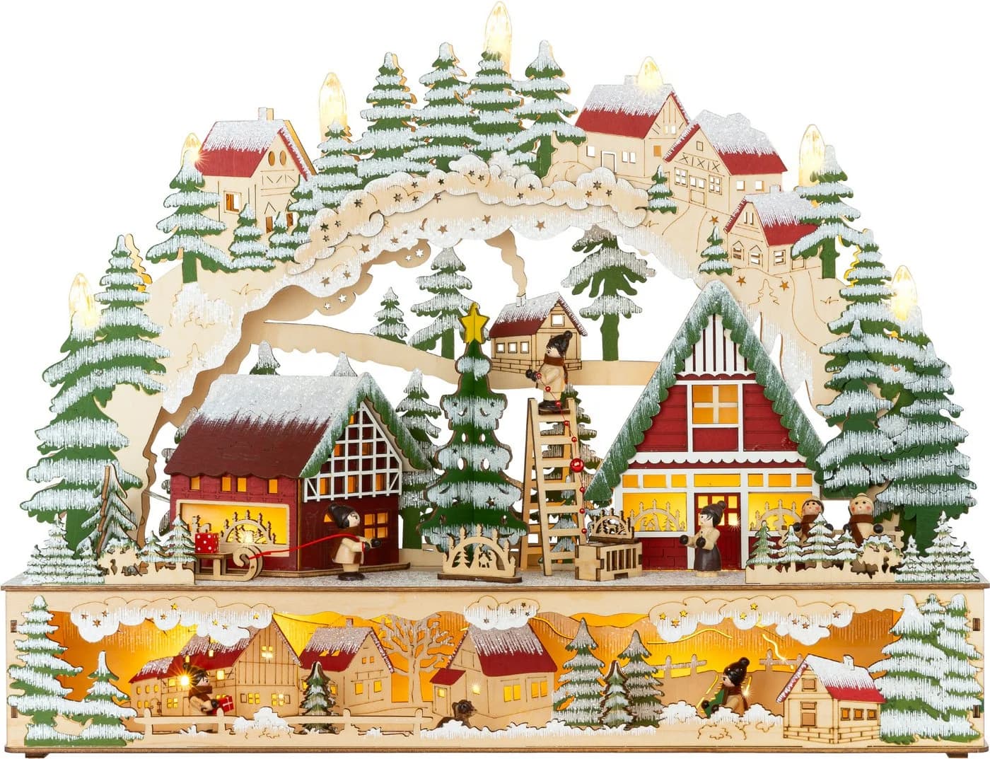 SIKORA Schwibbogen LB98 farbenfrohes Holz Dekoobjekt mit LED Beleuchtung für Weihnachten - Bild 2