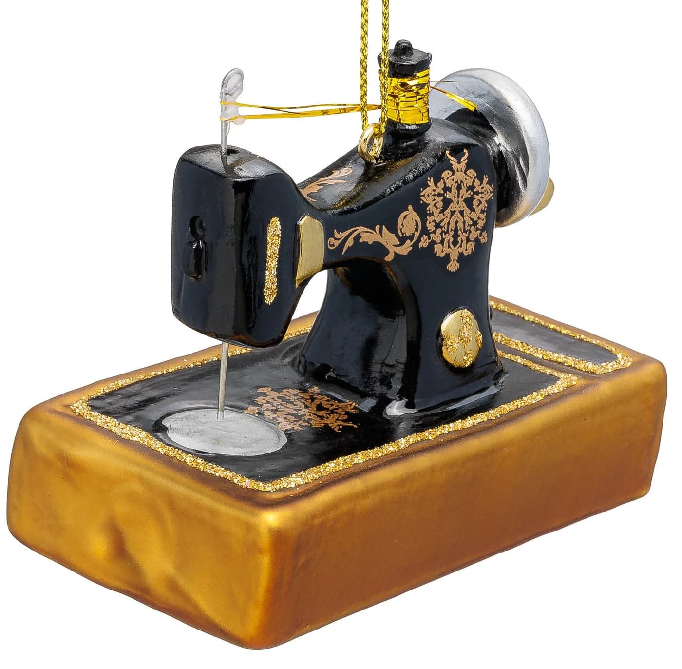 SIKORA Weihnachtsbaumkugel Nähmaschine Glas Anhänger BS044