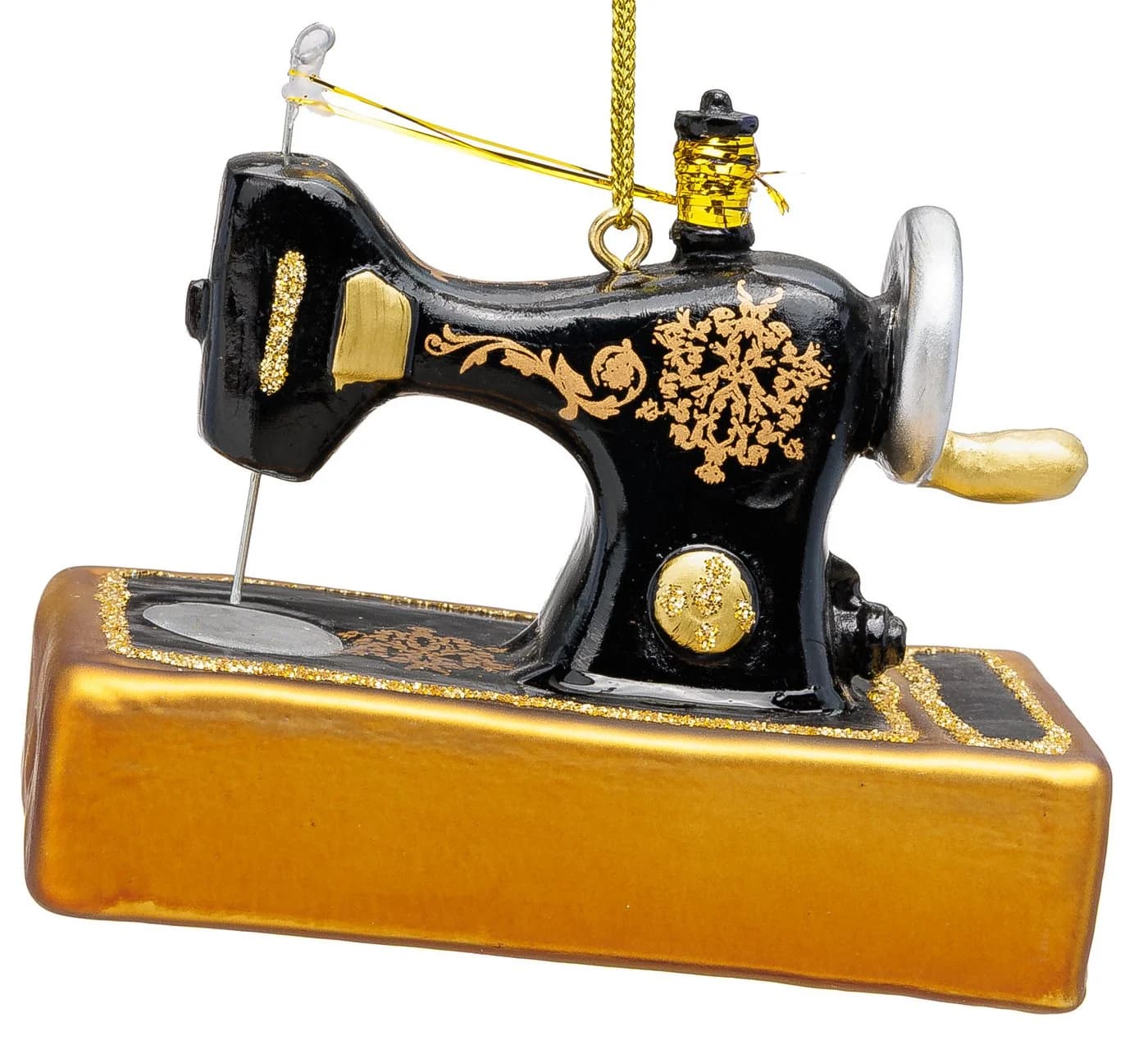 SIKORA Weihnachtsbaumkugel Nähmaschine Glas Anhänger BS044 - Bild 2