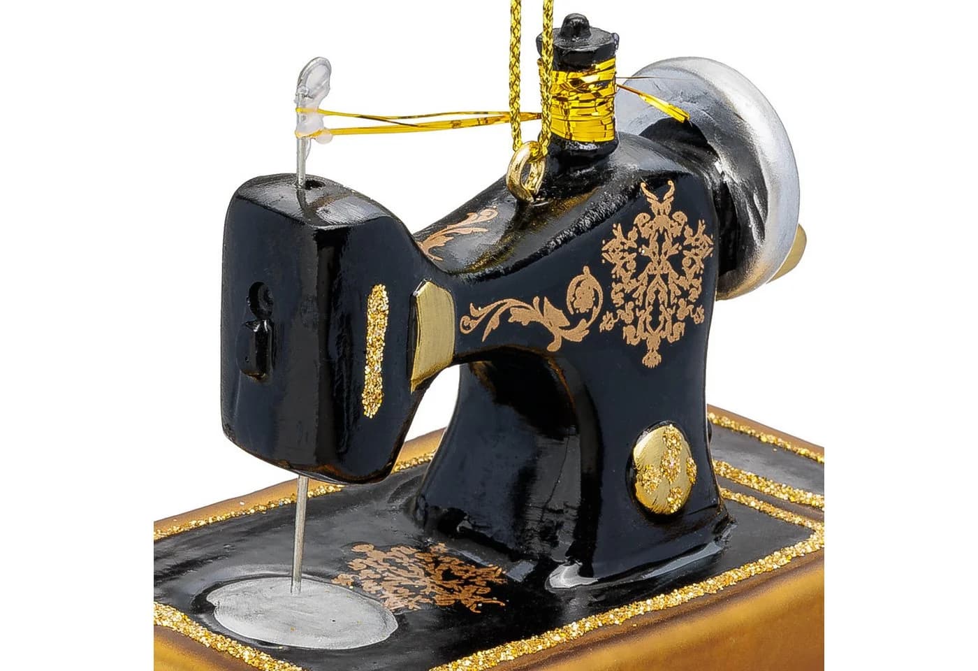 SIKORA Weihnachtsbaumkugel Nähmaschine Glas Anhänger BS044 - Bild 4