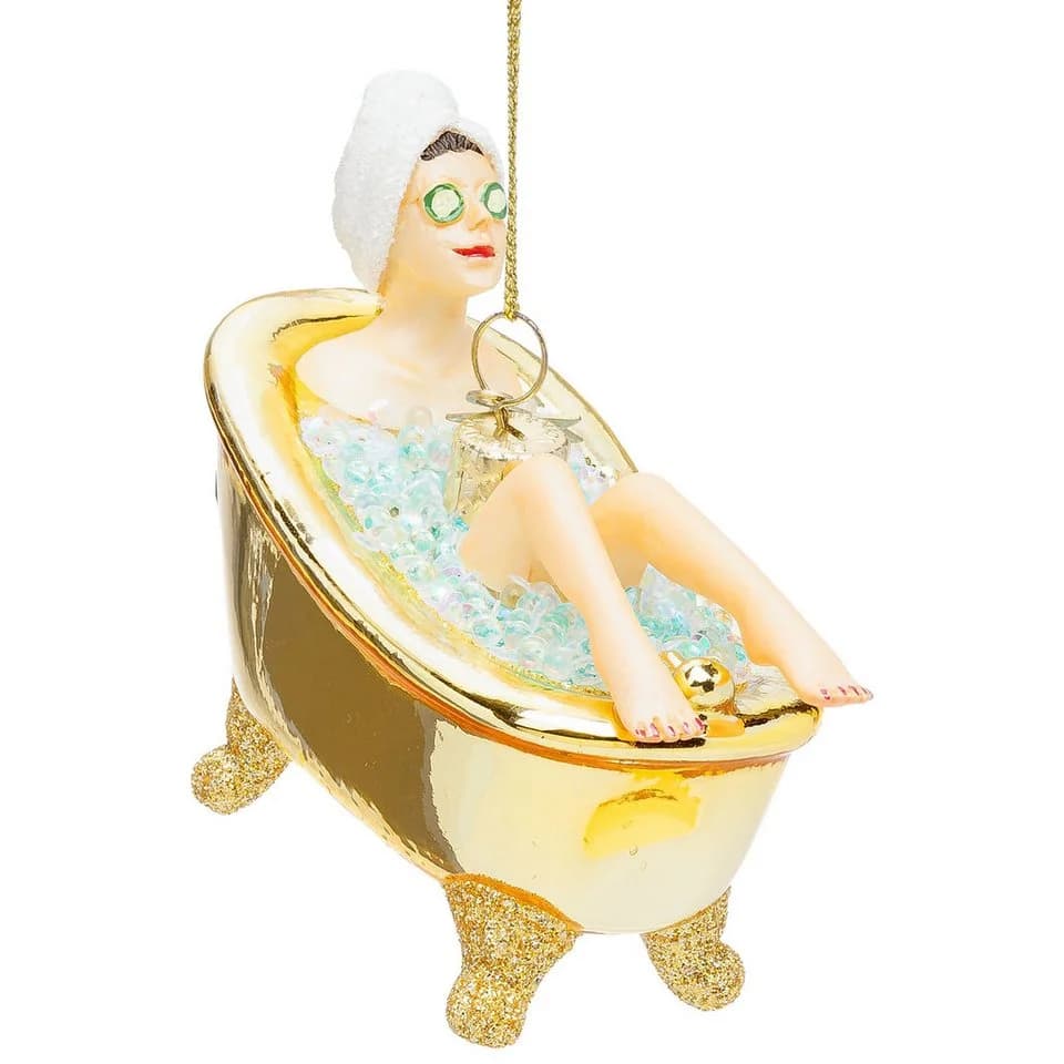 SIKORA Weihnachtsbaumkugel Badewannen Girl Glas Anhänger BS050