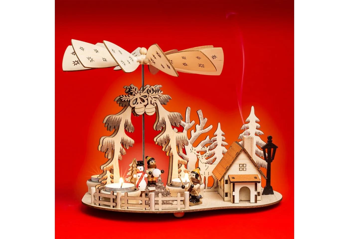 SIKORA Weihnachtspyramide 2-in-1 mit Räuchermännchen bunt