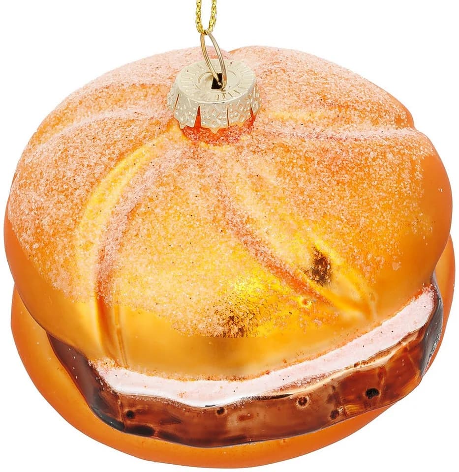 SIKORA Weihnachtsbaumkugel Leberkäs Brötchen Glas Anhänger BS013