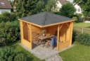 Pavillon aus Massivholz Pinie, 5-Eck, Natur Bild 4