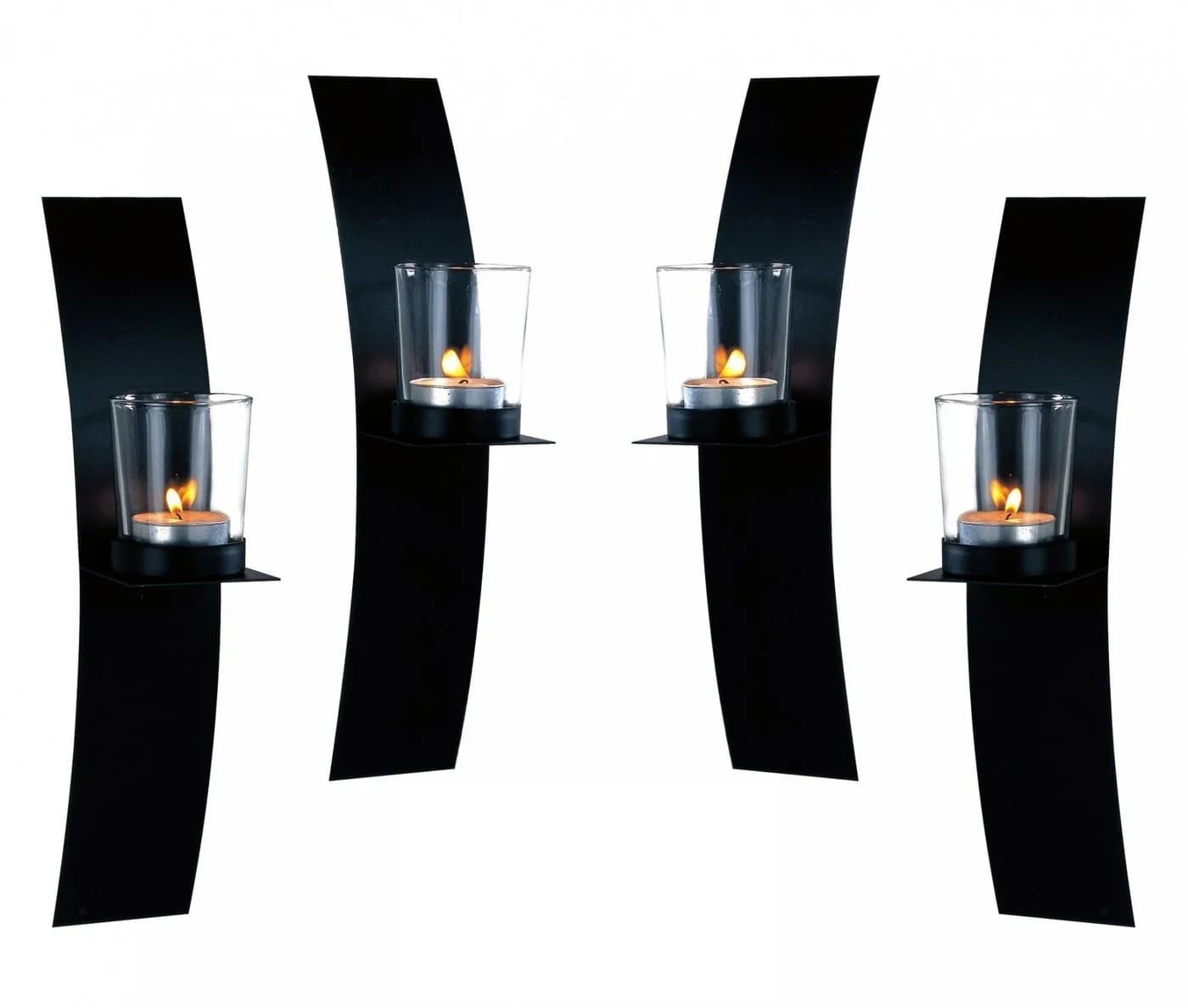 GartenHero Wandkerzenhalter Schwarz Metall mit Glas