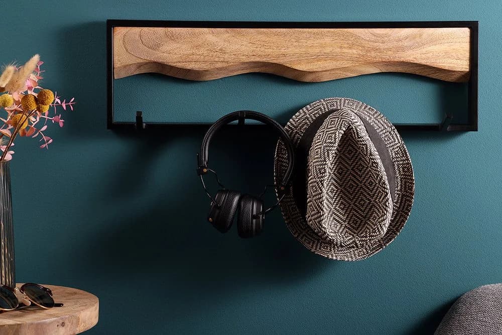 riess-ambiente Wandgarderobe AMAZONAS Industrial Mangoholz Metall 4 Haken - Bild 3