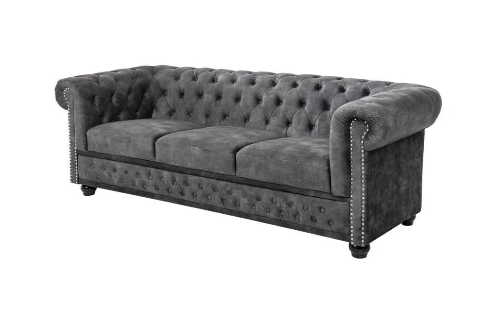riess-ambiente Chesterfield 3-Sitzer Sofa Grau Samt
