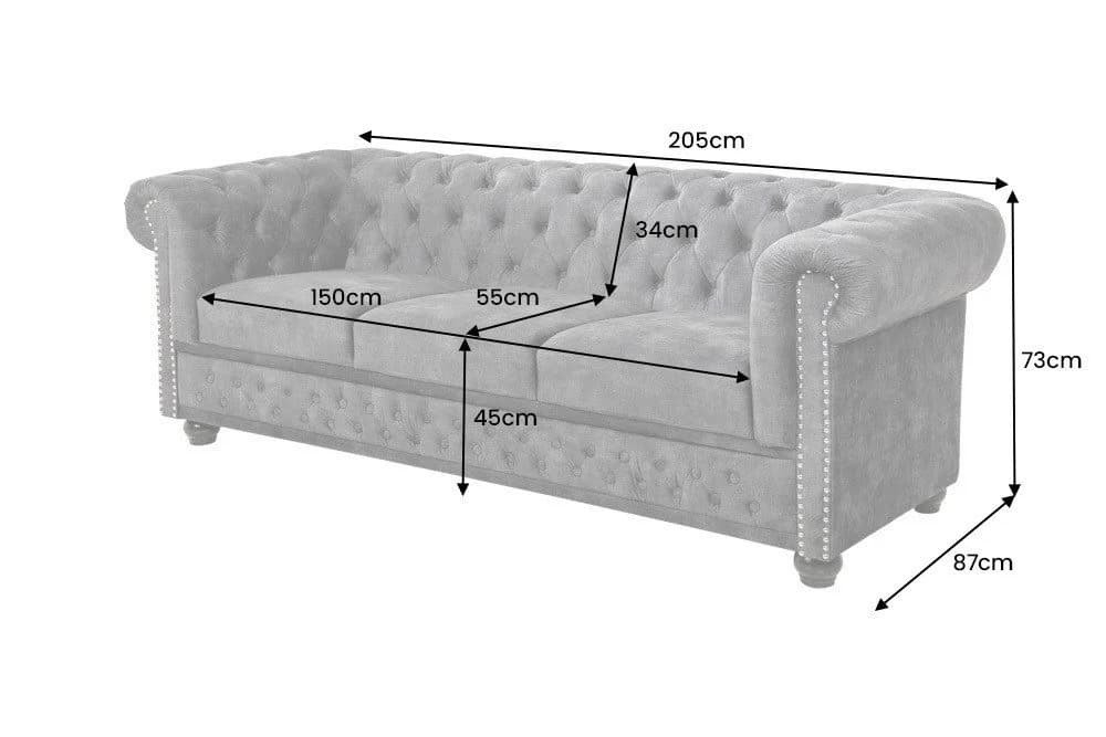 riess-ambiente Chesterfield 3-Sitzer Sofa Grau Samt - Bild 5