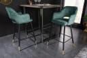 riess-ambiente Barhocker PARIS Petrol Schwarz Gold Samt Metall Armlehne Bild 1