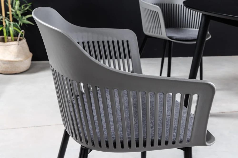 Riess Ambiente Stuhl AIRE Grau Kunststoff Stahlgestell Indoor Outdoor inkl. Kissen - Bild 4
