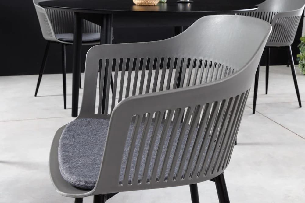 Riess Ambiente Stuhl AIRE Grau Kunststoff Stahlgestell Indoor Outdoor inkl. Kissen - Bild 5