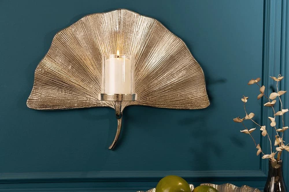 riess-ambiente Wandkerzenhalter GINKGO Silber Handgefertigt - Bild 3