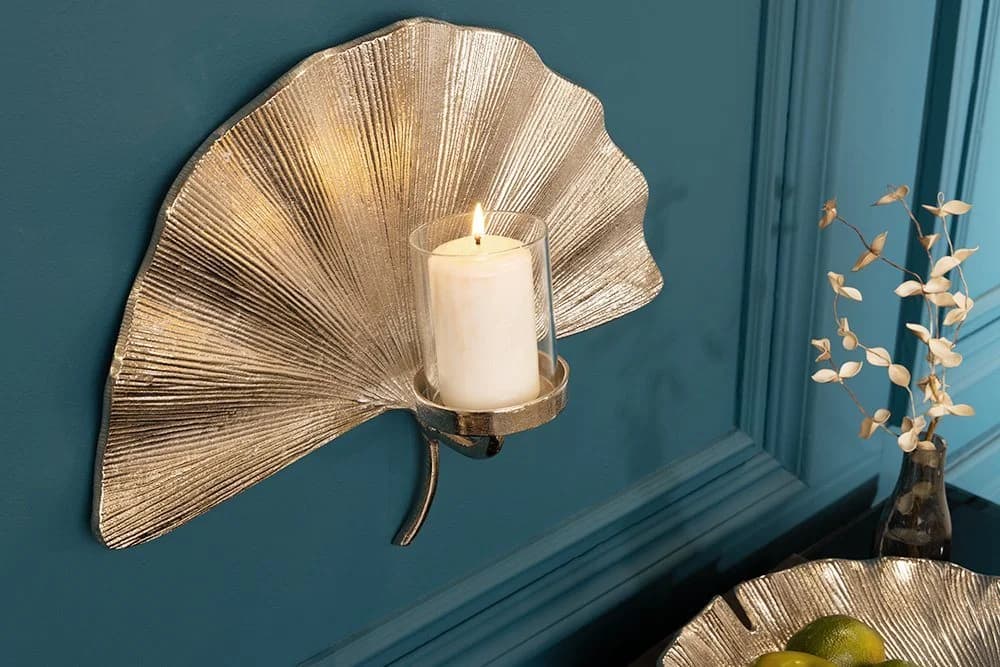 riess-ambiente Wandkerzenhalter GINKGO Silber Handgefertigt - Bild 4