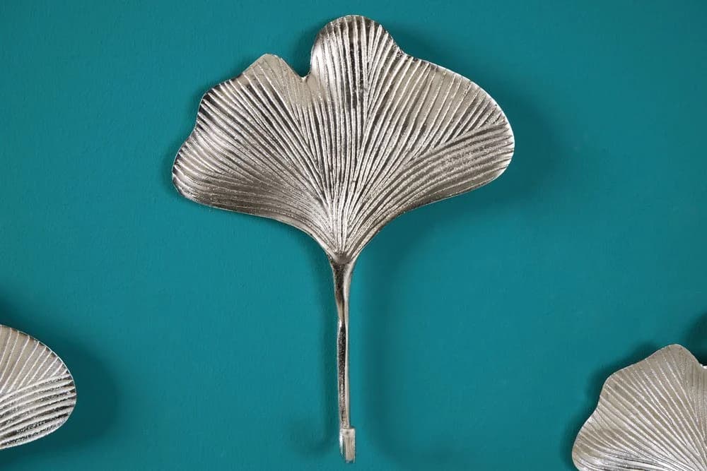 riess-ambiente Kleiderhaken 3er Set GINKGO Silber Handmade Metall - Bild 3