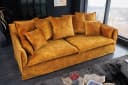 riess-ambiente HEAVEN 3-Sitzer Sofa Senfgelb Samt mit Kissen Bild 4