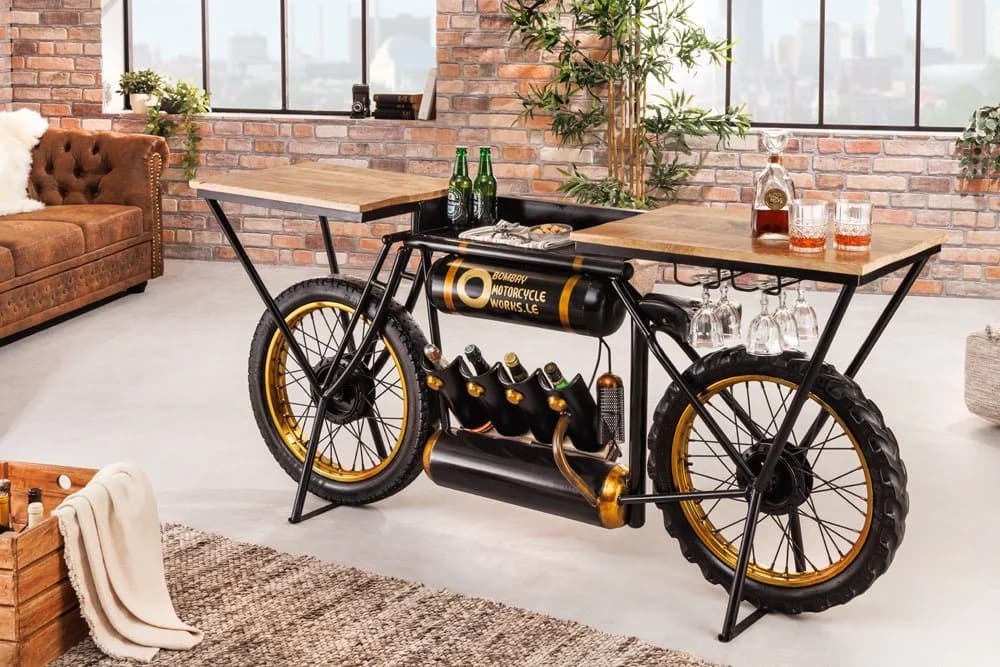riess-ambiente Konsolentisch MOTORCYCLE 185cm Braun/Schwarz Motorrad Upcycling Industrial - Bild 2