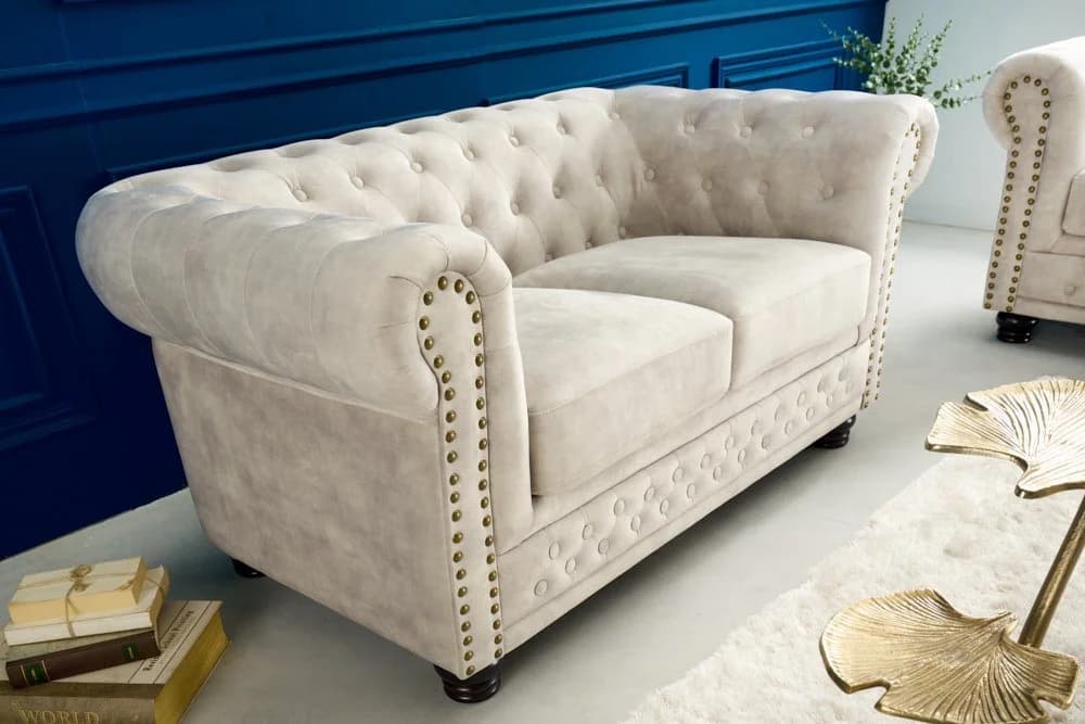 riess-ambiente Chesterfield Sofa 150cm Champagner Samt - Bild 2