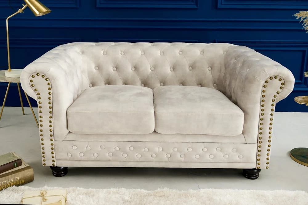 riess-ambiente Chesterfield Sofa 150cm Champagner Samt - Bild 3