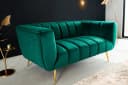 riess-ambiente NOBLESSE 2-Sitzer Sofa Samt Retro Smaragdgrün Gold Bild 2