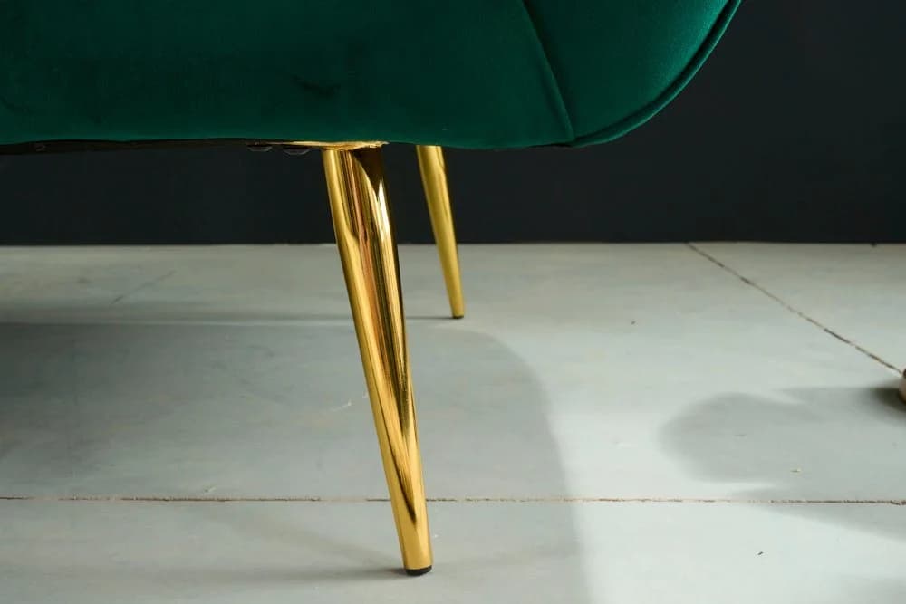 riess-ambiente NOBLESSE 2-Sitzer Sofa Samt Retro Smaragdgrün Gold - Bild 5