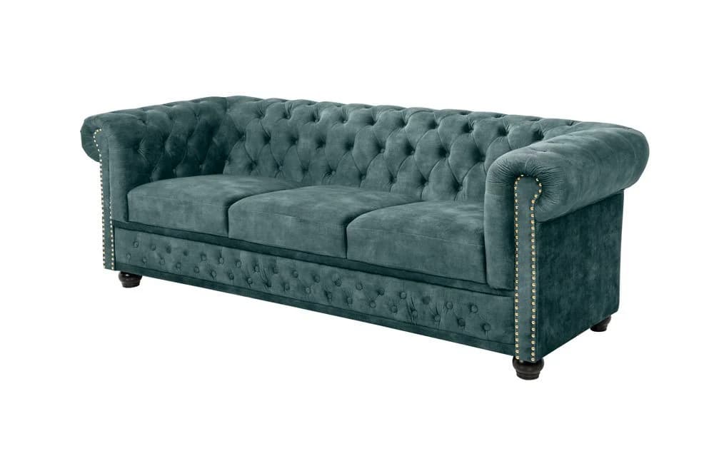 riess-ambiente Sofa CHESTERFIELD 205cm Petrol Samt 3-Sitzer