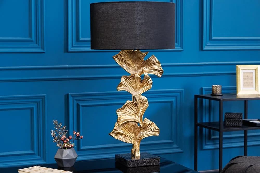 riess-ambiente Tischleuchte GINKGO Schwarz/Gold Marmorfuß - Bild 2