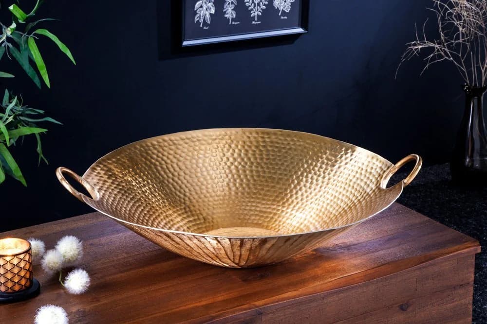 riess-ambiente Dekoschale ORIENT 55cm Gold Hammerschlag Handmade