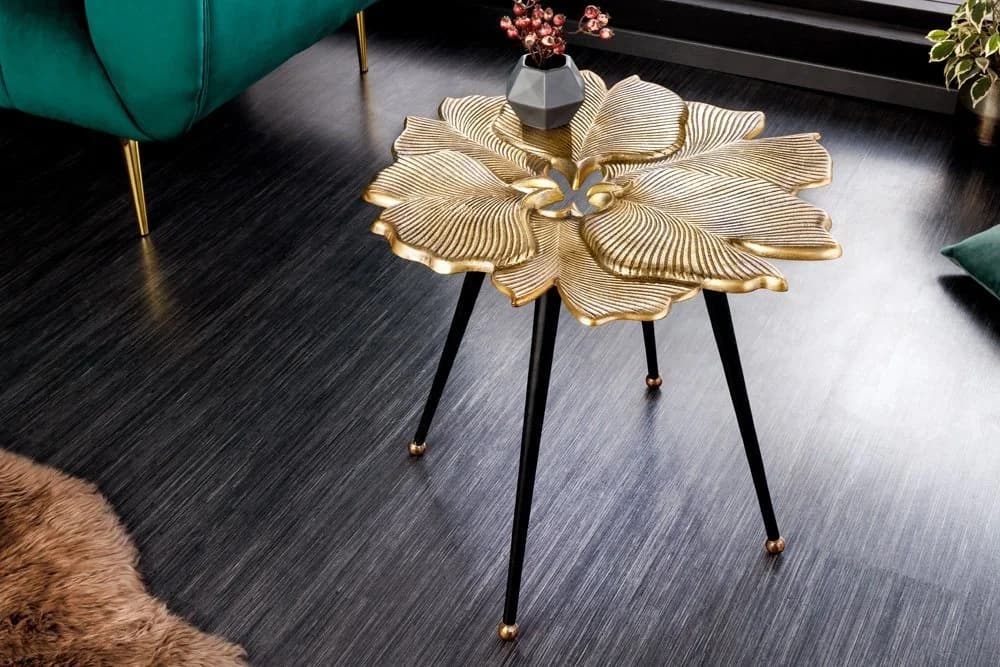 riess-ambiente Beistelltisch GINKGO LEAFS 60cm gold/schwarz Metall
