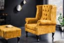 riess-ambiente Ohrensessel Chesterfield Senfgelb Samt Holz Bild 1