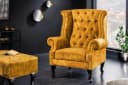 riess-ambiente Ohrensessel Chesterfield Senfgelb Samt Holz Bild 2
