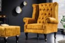 riess-ambiente Ohrensessel Chesterfield Senfgelb Samt Holz Bild 3