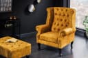 riess-ambiente Ohrensessel Chesterfield Senfgelb Samt Holz Bild 4