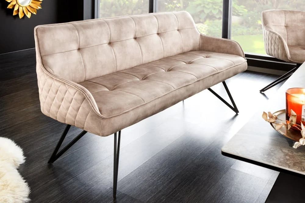 riess-ambiente Sitzbank EUPHORIA Retro Samt Beige/Schwarz