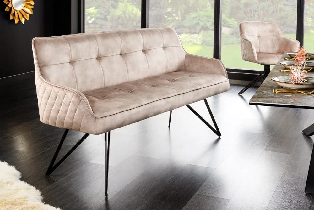 riess-ambiente Sitzbank EUPHORIA Retro Samt Beige/Schwarz - Bild 2