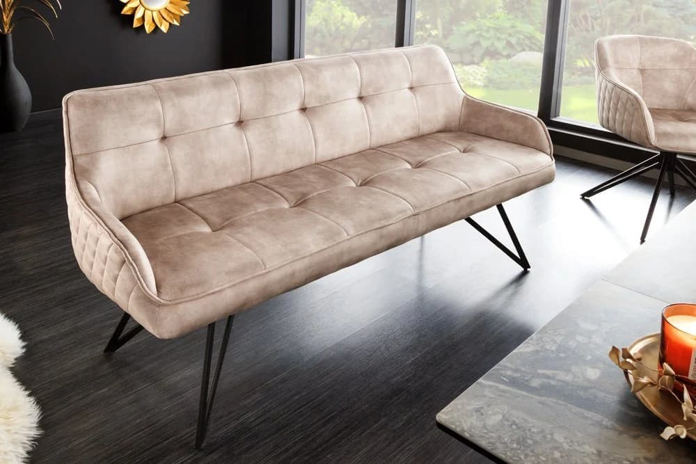 riess-ambiente Sitzbank EUPHORIA Retro Samt Beige/Schwarz - Bild 3