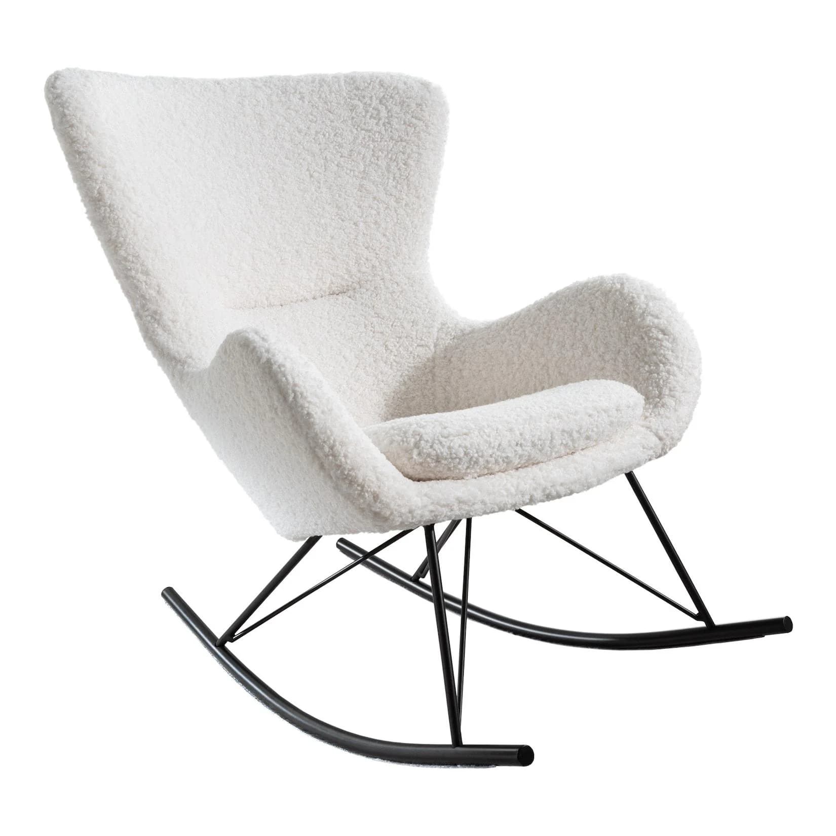 riess-ambiente Schaukelstuhl SCANDINAVIA SWING Weiß Schwarz Bouclé