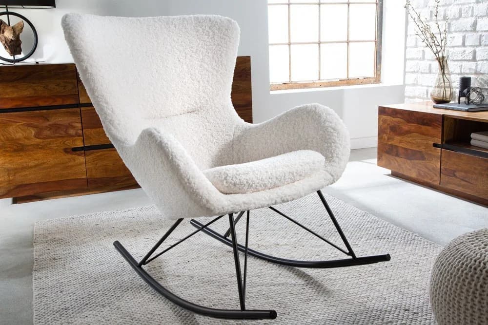 riess-ambiente Schaukelstuhl SCANDINAVIA SWING Weiß Schwarz Bouclé - Bild 3