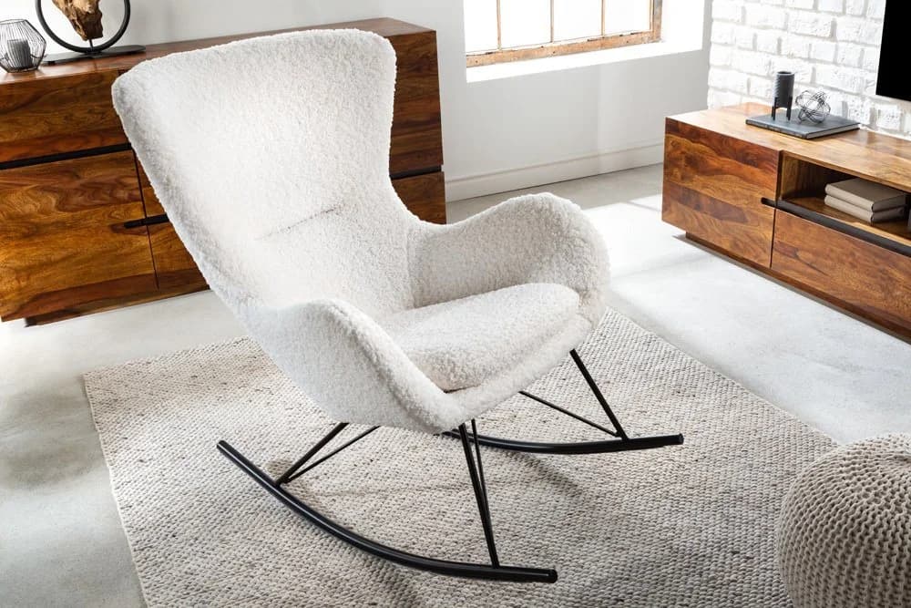 riess-ambiente Schaukelstuhl SCANDINAVIA SWING Weiß Schwarz Bouclé - Bild 5