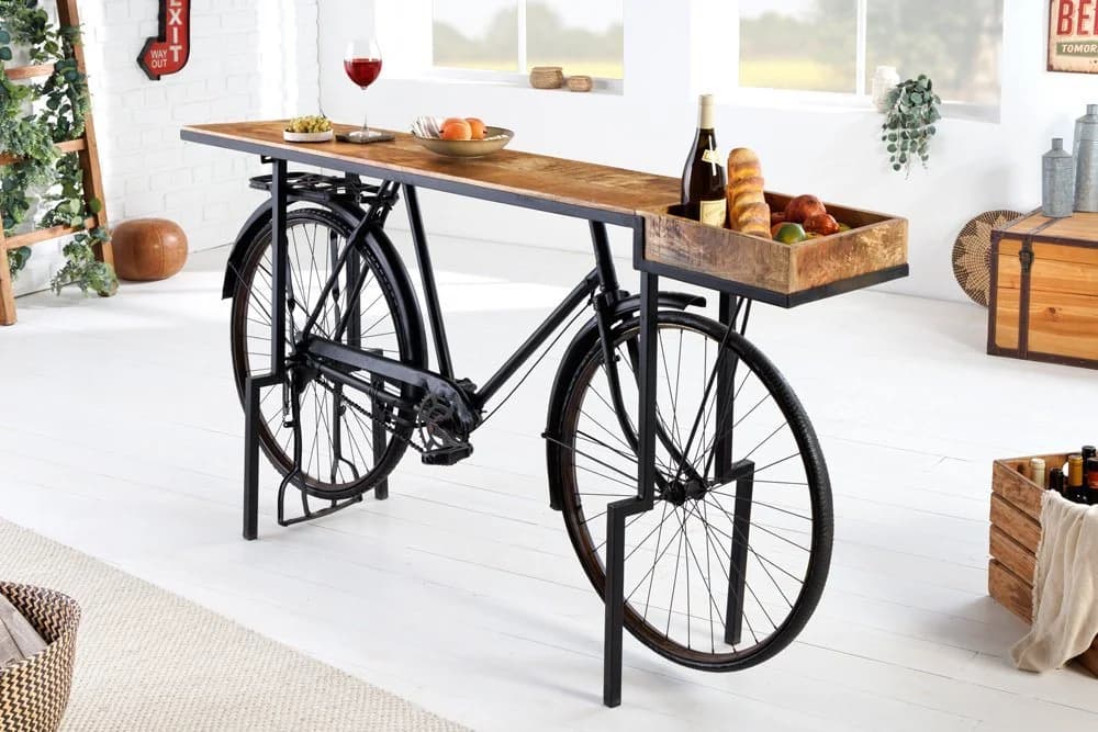 riess-ambiente Konsolentisch BICYCLE 195cm Fahrrad-Gestell Mangoholz