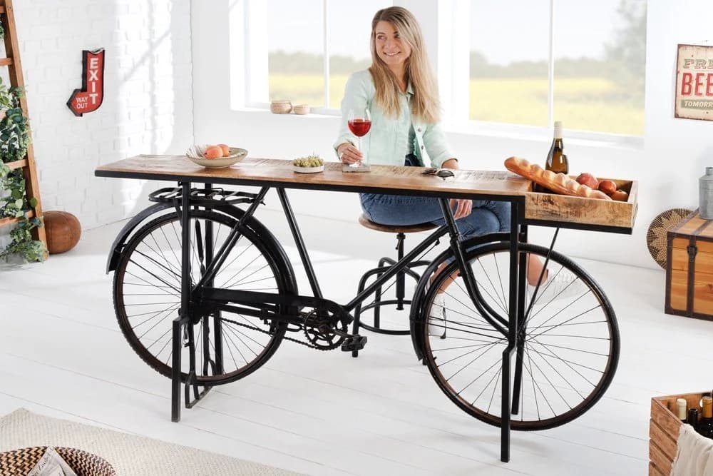 riess-ambiente Konsolentisch BICYCLE 195cm Fahrrad-Gestell Mangoholz - Bild 2