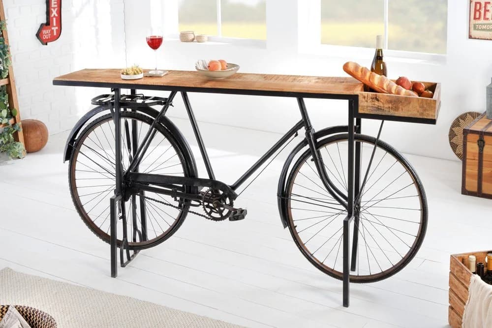 riess-ambiente Konsolentisch BICYCLE 195cm Fahrrad-Gestell Mangoholz - Bild 3