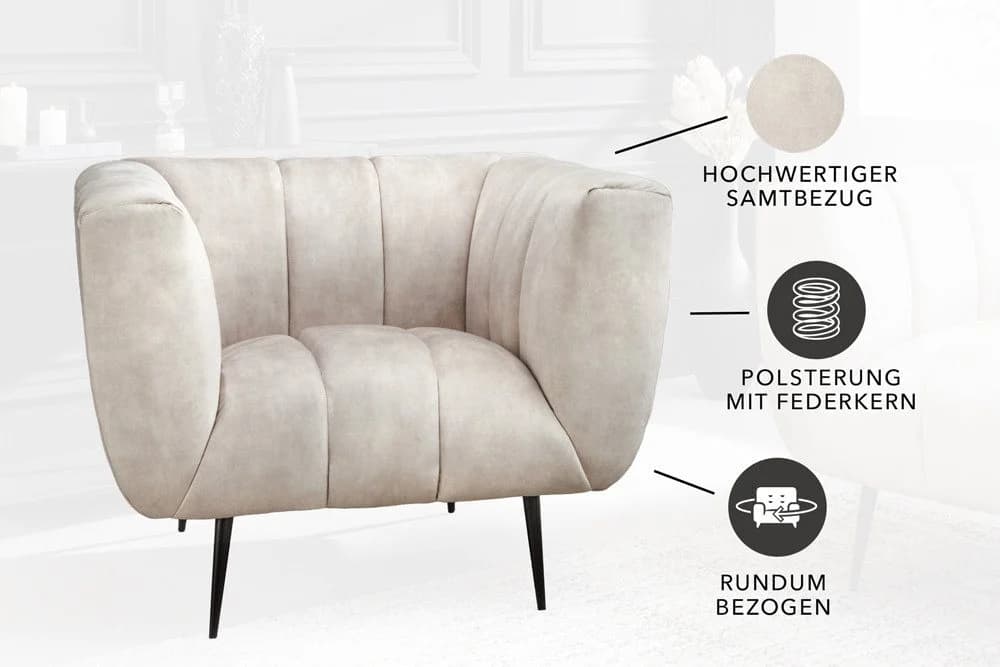 riess-ambiente Sessel NOBLESSE 105cm Champagner Retro - Bild 4