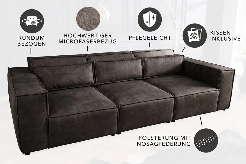 riess-ambiente 3-Sitzer Sofa BOSSA NOVA antik dunkelgrau Modern - Bild 4