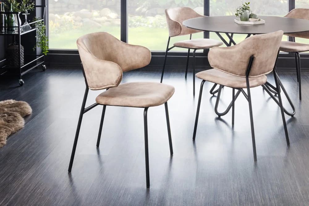 riess-ambiente Stuhl VOGUE Champagner-Greige Samt Schwarze Metallbeine Retro - Bild 4