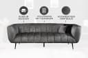 riess-ambiente Sofa NOBLESSE 225cm Grau Schwarz Samt Retro Bild 4